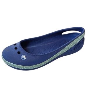 Crocs, Genna II Blue Slingback Flats With Sparkle Accent. Children's 13